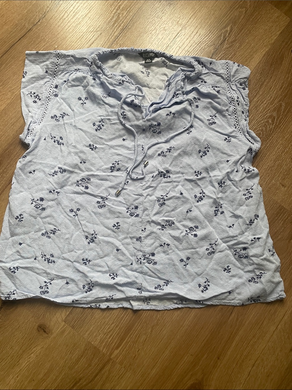 Artisan light blue floral tie-front tunic
